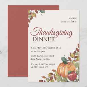 Thanksgiving Dinner Invitation Elegant Vintage