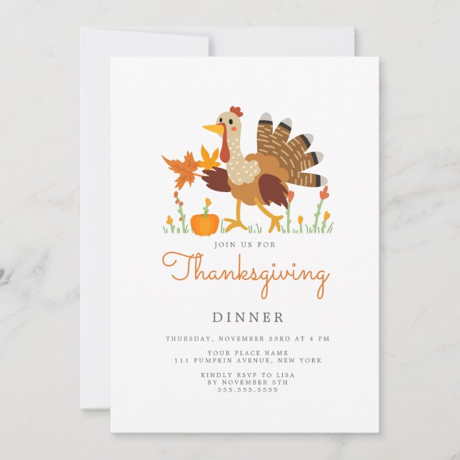 Thanksgiving Dinner Invitation Flat Card (Front)