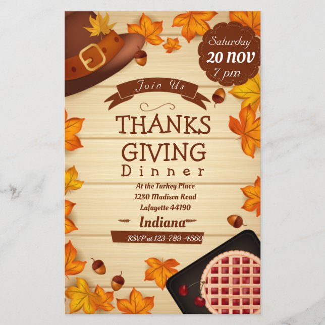 Thanksgiving Dinner Invitation Flyer (Front)