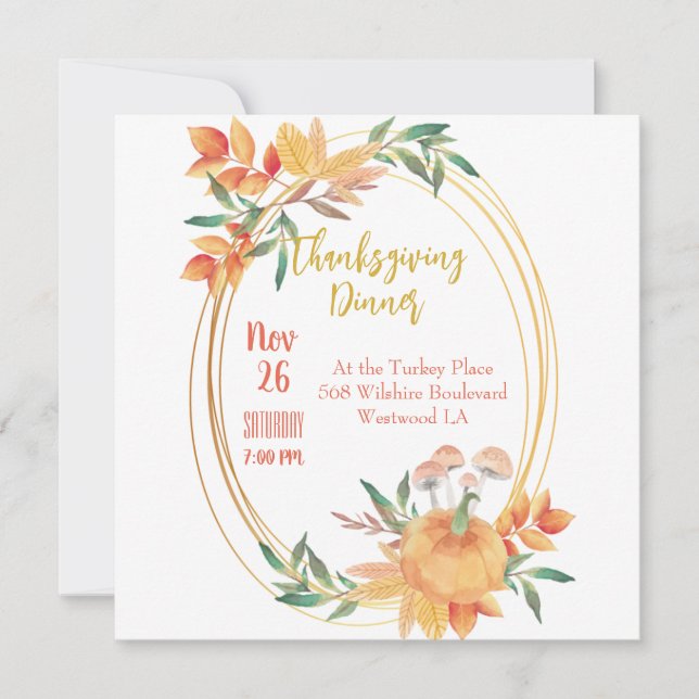 Thanksgiving Dinner Invitation Template (Front)