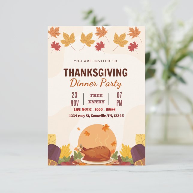 Thanksgiving dinner Invitation template (Editable) (Standing Front)