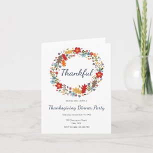 Thanksgiving Dinner Invitation Thankful Wreath