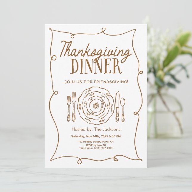 Thanksgiving Dinner Invitation Vintage (Standing Front)