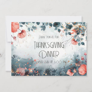 Thanksgiving Dinner Invitation Watercolor Pumpkin