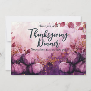Thanksgiving Dinner Invitation Watercolor Pumpkins