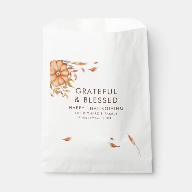 Thanksgiving Dinner Invite Boho Theme Favour Bags (Front)