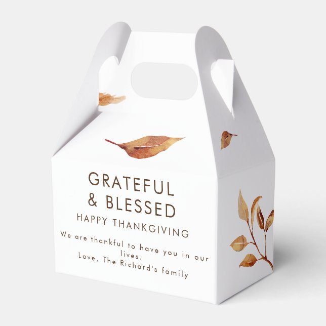 Thanksgiving Dinner Invite Boho Theme Favour Box (Front Side)