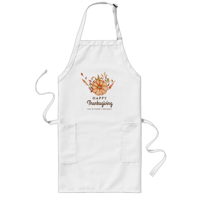 Thanksgiving Dinner Invite Boho Theme Long Apron (Front)