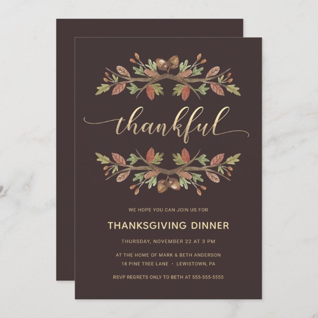 THANKSGIVING DINNER INVITE | THANKFUL FALL FOLIAGE (Front/Back)