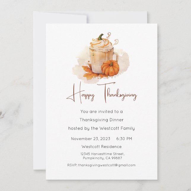 Thanksgiving Dinner Invite, Thanksgiving  Holiday Card (Front)