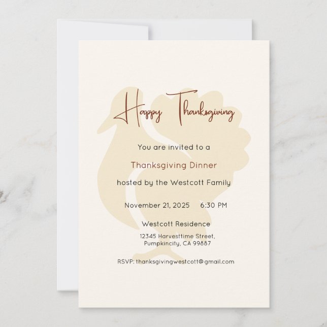 Thanksgiving Dinner Invite, Thanksgiving  Invitation (Front)