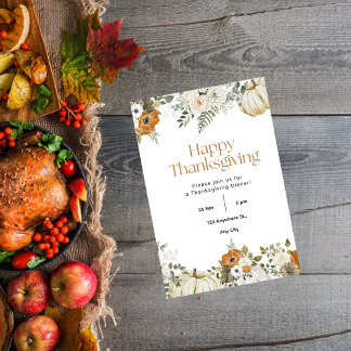 Thanksgiving Dinner Let's Give Thanks i Invitation