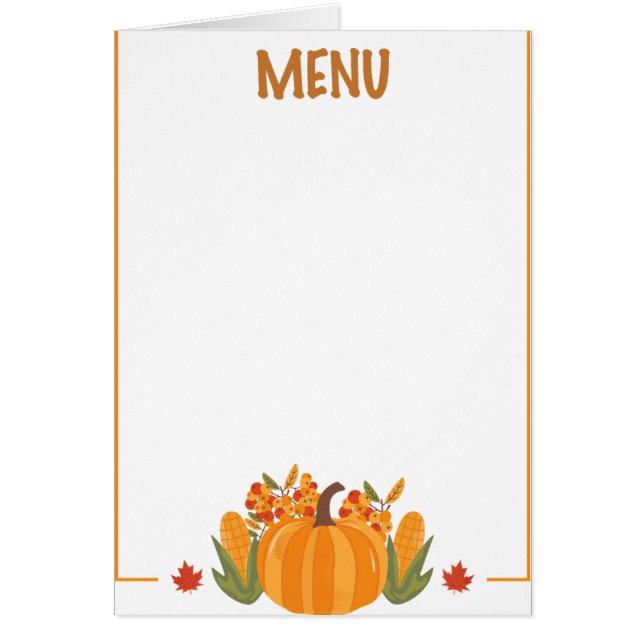 Thanksgiving dinner menu style 10.retro fall (Front)