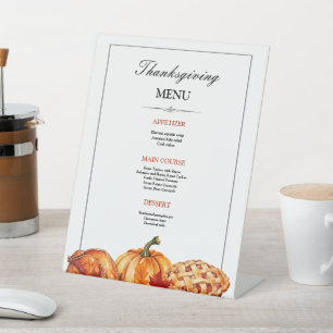 Thanksgiving Dinner Menu Thanksgiving Autumn Party Pedestal Sign
