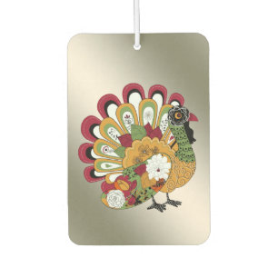 Thanksgiving Dinner Party Colourful Floral Turkey Car Air Freshener