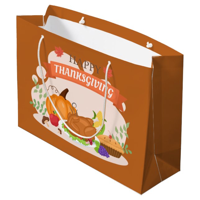 Thanksgiving dinner party cute large gift bag (Back Angled)