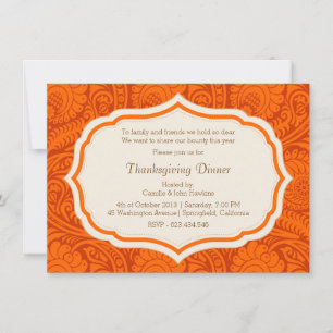 Thanksgiving Dinner Party Damask Invitation