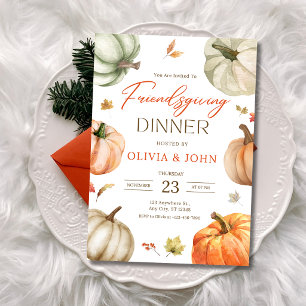 Thanksgiving Dinner Party Friendsgivin Pumpkin Invitation