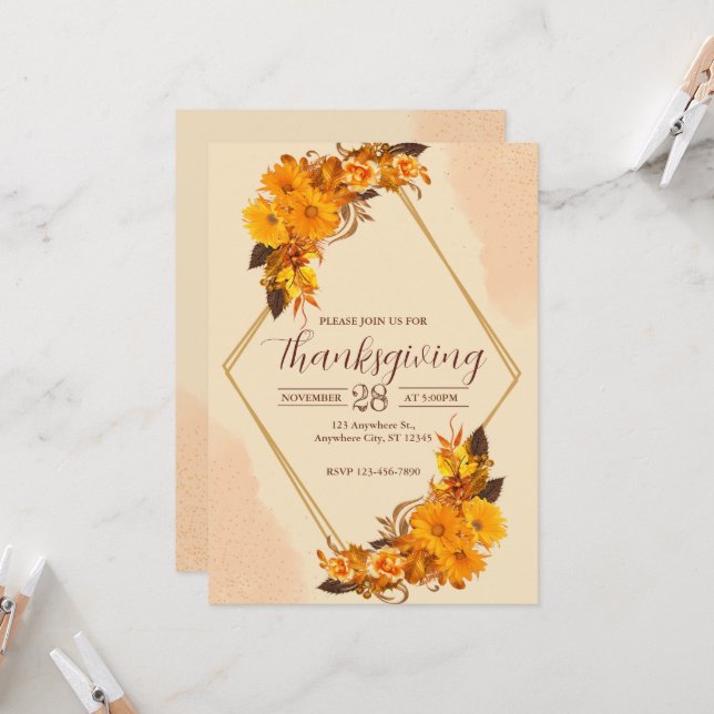 Thanksgiving Dinner Party Invitation (Front/Back In Situ)