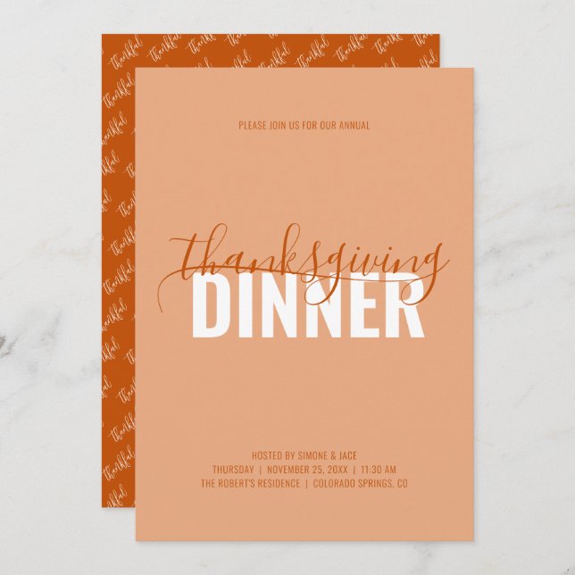 Thanksgiving Dinner Party Invitation (Front/Back)