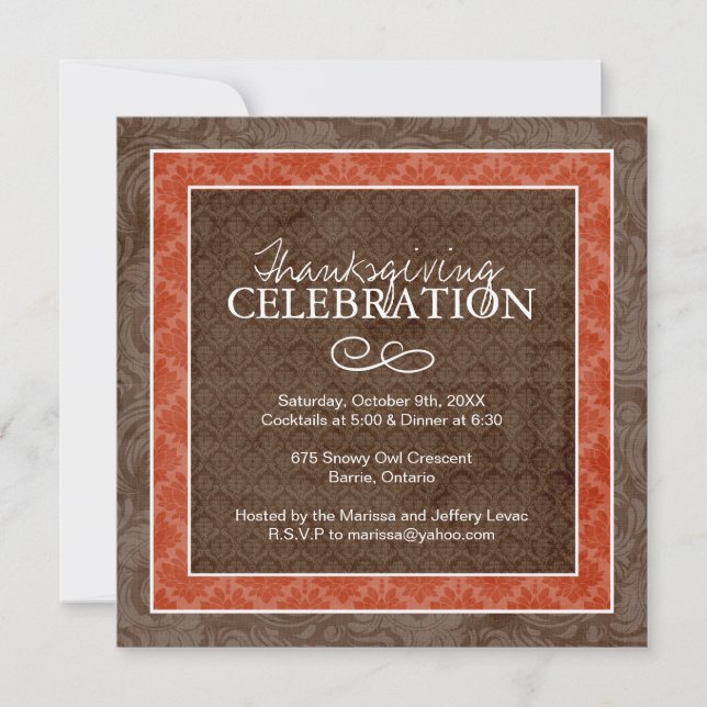 Thanksgiving Dinner  Party Invitation (Front)