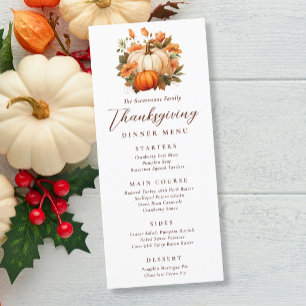 Thanksgiving Dinner Pumpkin Floral Script Rustic Menu