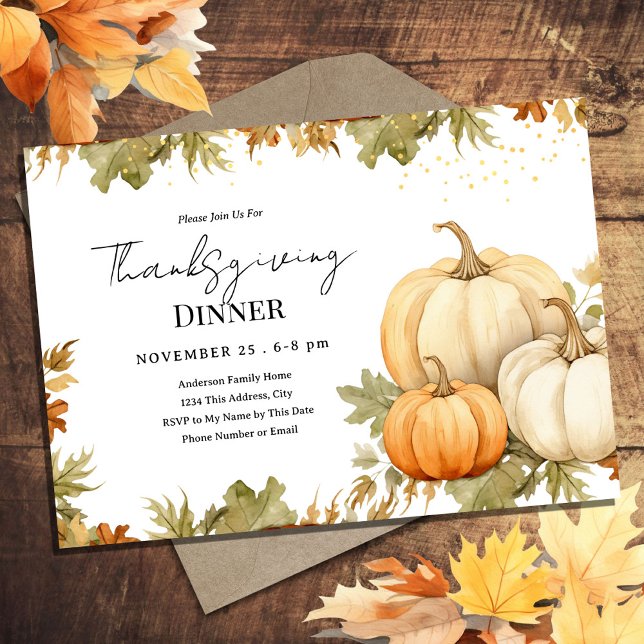 Thanksgiving Dinner Pumpkin Harvest Invitation (Creator Uploaded)