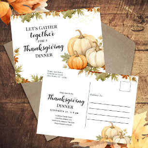 Thanksgiving Dinner Pumpkin Harvest Postcard