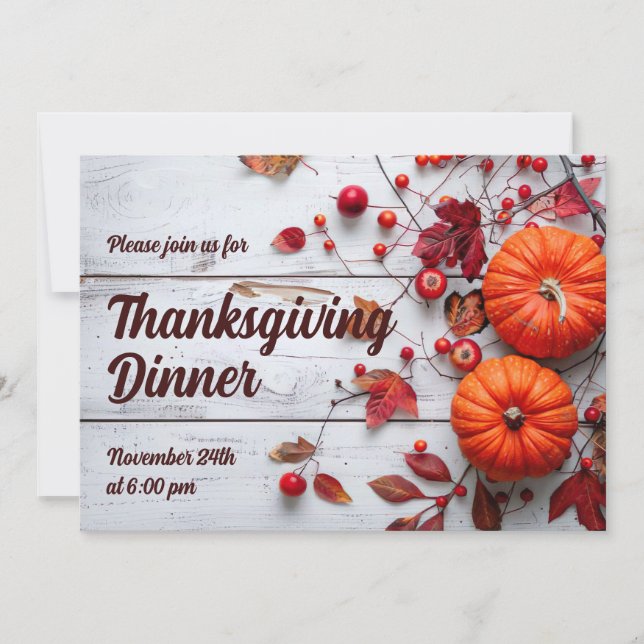 Thanksgiving Dinner Pumpkin Invitation  (Front)
