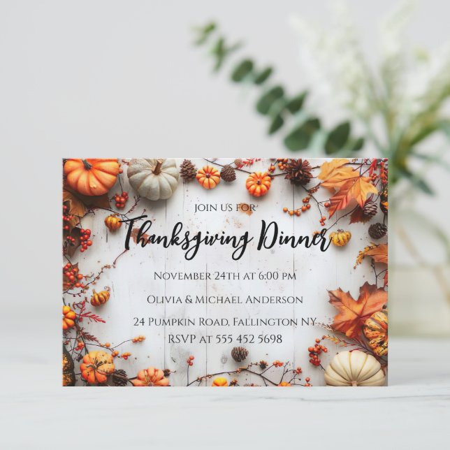 Thanksgiving Dinner Pumpkin Invitation (Standing Front)