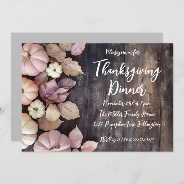 Thanksgiving Dinner Pumpkin Invitation (Front/Back)