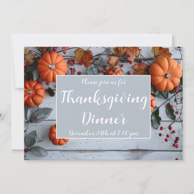 Thanksgiving Dinner Pumpkin Invitation  (Front)