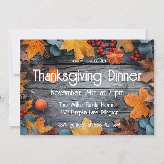 Thanksgiving Dinner Pumpkin Invitation (Front)