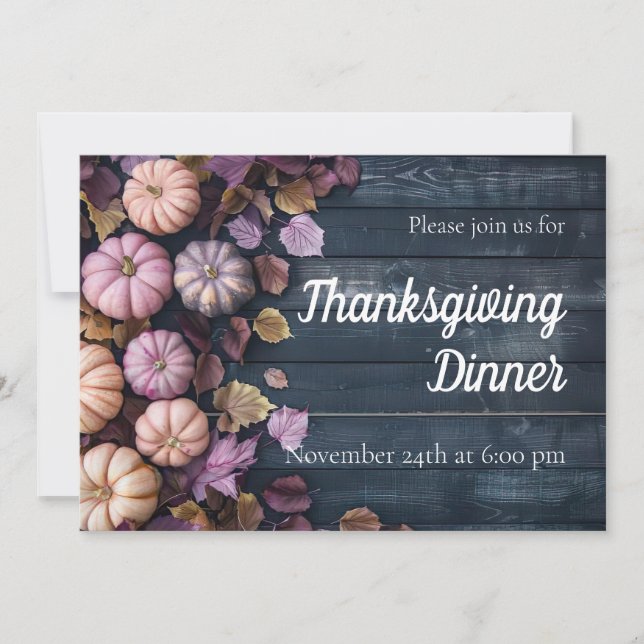Thanksgiving Dinner Pumpkin Invitation Rustic (Front)