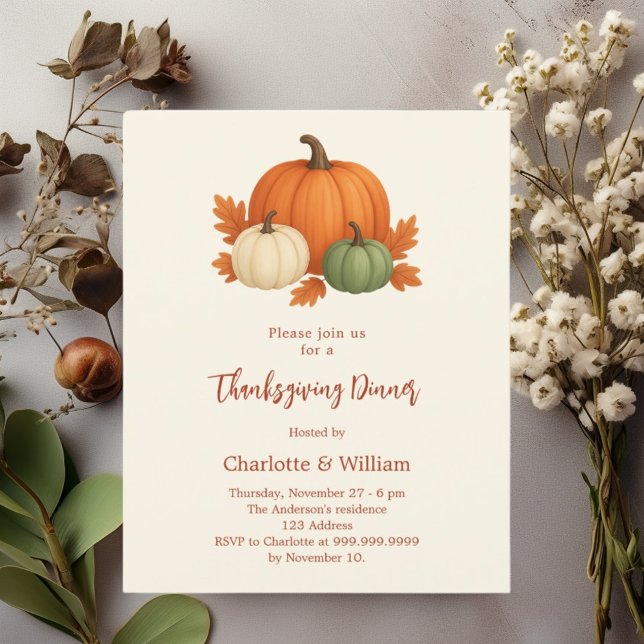 Thanksgiving dinner pumpkin retro invitation (Creator Uploaded)