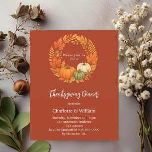Thanksgiving dinner pumpkin terracotta invitation