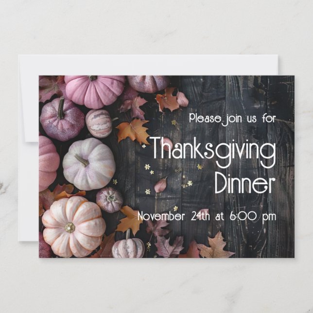 Thanksgiving Dinner Rustic Pumpkin Invitation (Front)