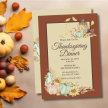 Thanksgiving Dinner Rustic Watercolor Invitation
