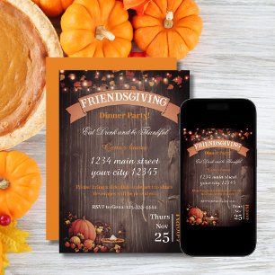 Thanksgiving Dinner - Rustic Woods pumpkin Holiday Card