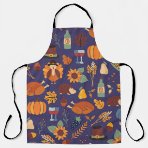 Thanksgiving dinner seamless vintage pattern with  apron
