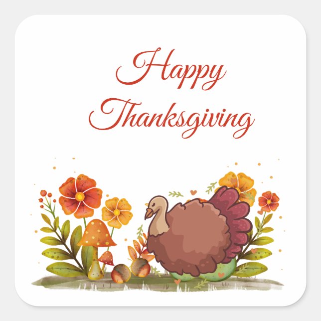 Thanksgiving Dinner  Square Sticker (Front)