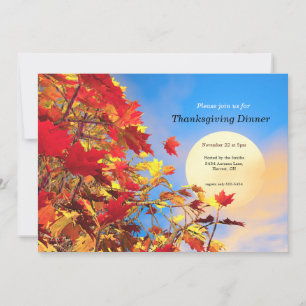 Thanksgiving Dinner Sun and Fall Tree Invitation