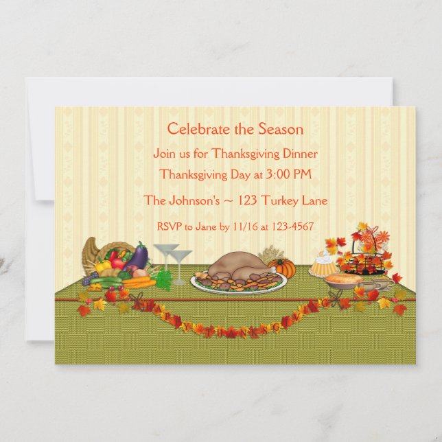 Thanksgiving Dinner Table Invitation (Front)