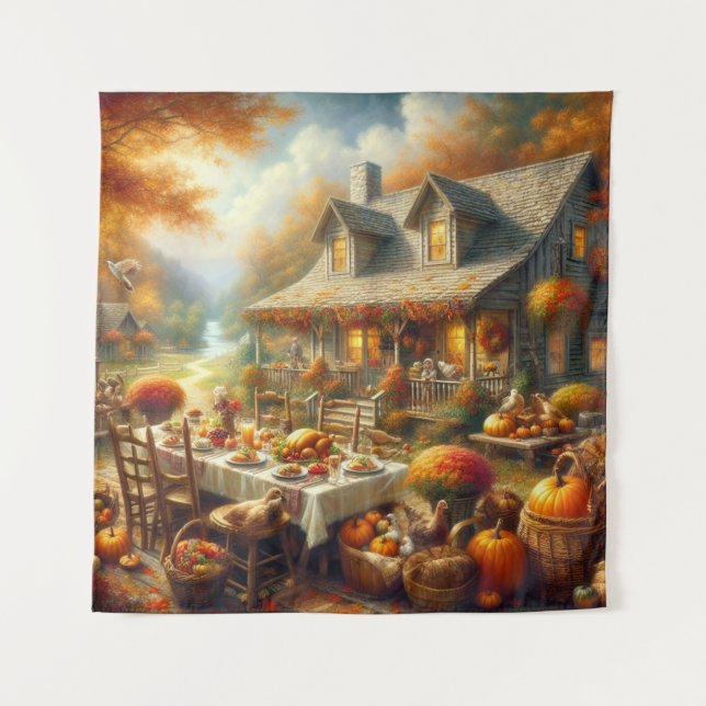 Thanksgiving Dinner Tapestry (Front)