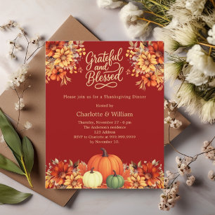 Thanksgiving dinner terracotta pumpkin invitation