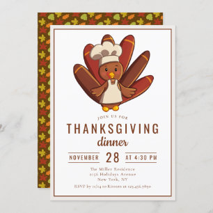 Thanksgiving Dinner Turkey Chef Invitation