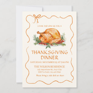 Thanksgiving Dinner Turkey Invitation