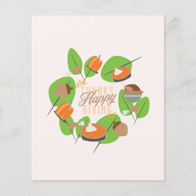 Thanksgiving Dinner Turkey Pumpkin Fall Greenery  Flyer (Front)