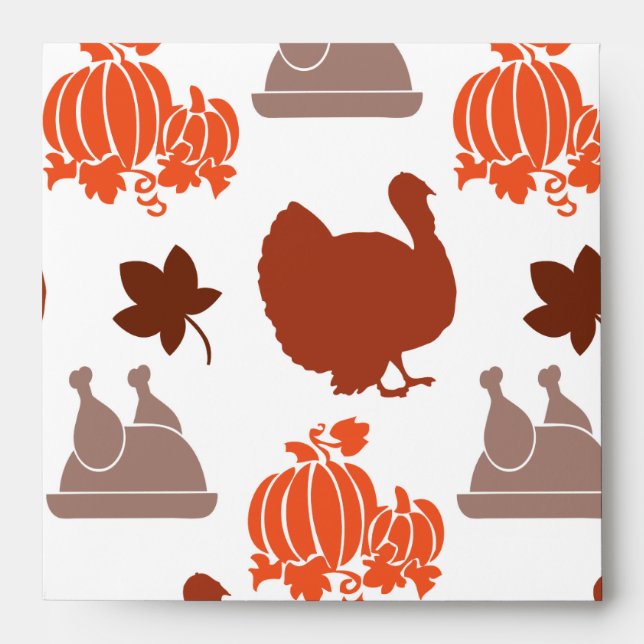 Thanksgiving Dinner Turkey Pumpkin Fall Harvest Envelope (Front)