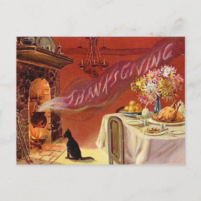 Thanksgiving Dinner Vintage Postcard (Front)